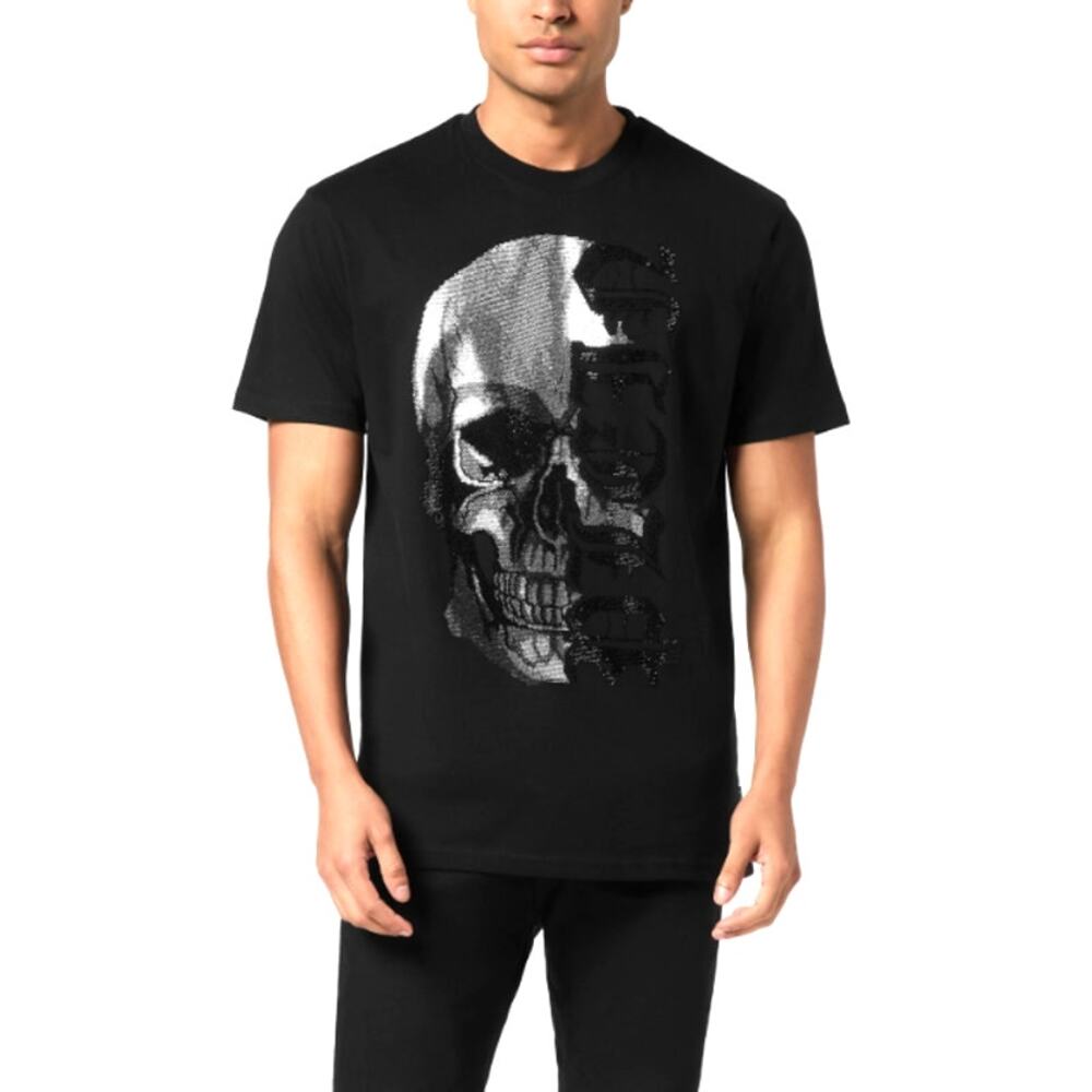 Philipp Plein Men's Black Gothic Plein Stones Round Neck T-Shirt Size 4XL